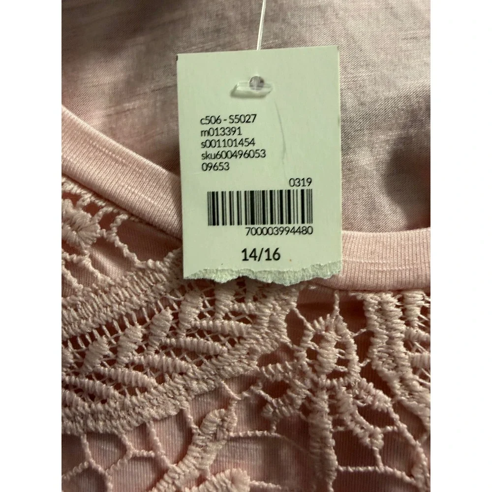 Lane Bryant Pink Crochet Lace Overlay Sleeveless Tank Top Plus Size 14/16 NEW